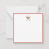 Waterverf Roze Baby Carriage Gepersonaliseerd Notitiekaartje (Achterkant)