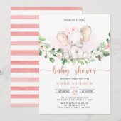 Waterverf Roze Baby Elephant Baby shower Kaart (Voorkant / Achterkant)