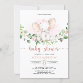 Waterverf Roze Baby Elephant Baby shower Kaart