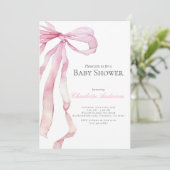 Waterverf Roze Baby Girl Douche Uitnodiging (Staand voorkant)
