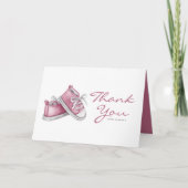 Waterverf Roze Baby Schoenen Baby shower Bedankkaart (Voorkant)
