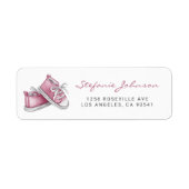 Waterverf Roze Baby Schoenen Baby shower Etiket (Voorkant)