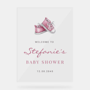 Waterverf roze Baby schoenen Het is een meisje Bab Acryl Bord