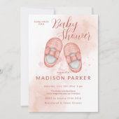Waterverf Roze Baby schoenen Kaart (Voorkant)