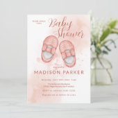 Waterverf Roze Baby schoenen Kaart (Staand voorkant)