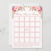 Waterverf Roze Baby shower Bingo Kaart (Voorkant)