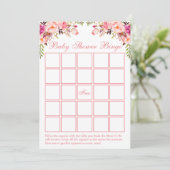 Waterverf Roze Baby shower Bingo Kaart (Staand voorkant)