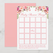 Waterverf Roze Baby shower Bingo Kaart (Voorkant / Achterkant)