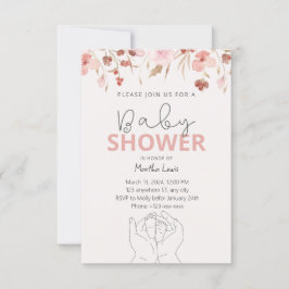 Waterverf Roze Baby shower Kaart