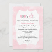 Waterverf Roze Baby shower + pak een boek Kaart (Voorkant)