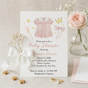 Waterverf Roze Baby Shower Prinses Kaart