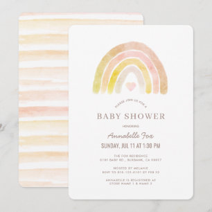 Waterverf roze Baby shower van regenboog Kaart