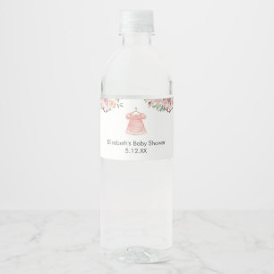 Waterverf Roze Baby shower Waterfleslabels Waterfles Etiket