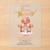 Waterverf Roze Babyshower Gingerbread Acryl Uitnodigingen (Voorkant)