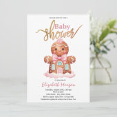Waterverf Roze Babyshower Gingerbread Kaart (Staand voorkant)
