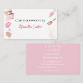 Waterverf roze bakken kookgerei bakkerij min visitekaartje (Voorkant / Achterkant)