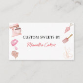 Waterverf roze bakken kookgerei bakkerij min visitekaartje (Voorkant)