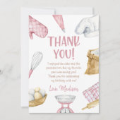 Waterverf Roze Bakken Meisje Verjaardag Bedankkaart (Voorkant)