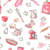 Waterverf Roze Bakken Monogram Keuken Ovenwant & Pannenlap Set