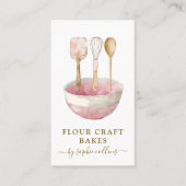 Waterverf Roze Bakker Bakkerij Pastry Chef Utensil Visitekaartje (Voorkant)