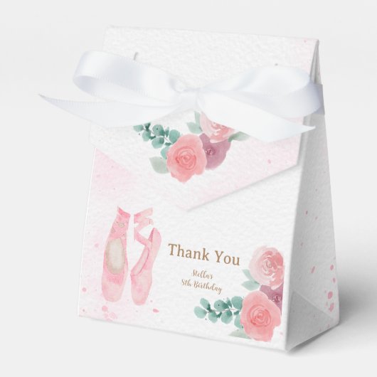 Waterverf roze ballerina schoenen bedankdoosjes (Voorkant Zijde)