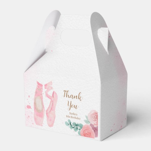 Waterverf roze ballerina schoenen bedankdoosjes (Achterkant)