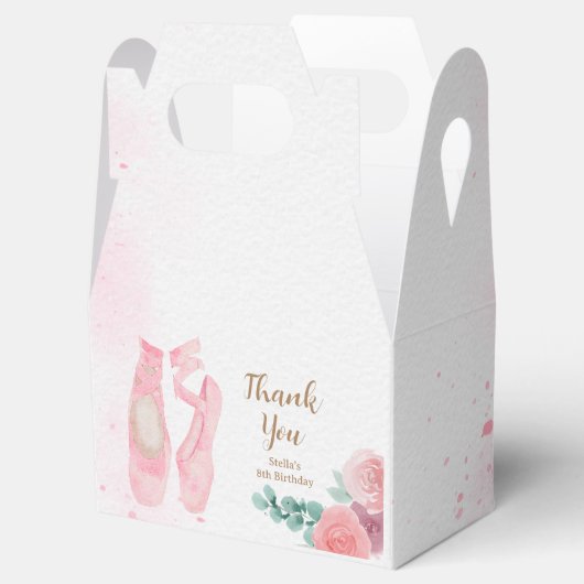 Waterverf roze ballerina schoenen bedankdoosjes (Geopend)