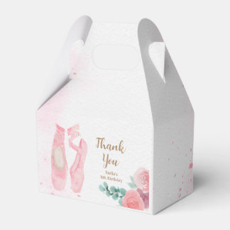 Waterverf roze ballerina schoenen bedankdoosjes