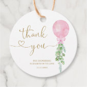 Waterverf roze ballon Baby shower dank u Bedankjes Labels (Voorkant)