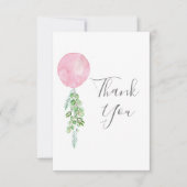 Waterverf Roze ballon Eucalyptus Greenery Bedankkaart (Voorkant)