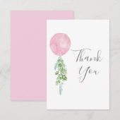Waterverf Roze ballon Eucalyptus Greenery Bedankkaart (Voorkant / Achterkant)