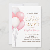 Waterverf Roze ballonnen Baby shower Kaart (Voorkant)