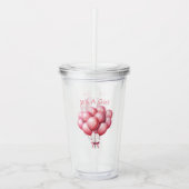 Waterverf roze ballonnen Het is een meisje Acryl Drinkbeker (Voorkant)