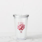 Waterverf roze ballonnen Het is een meisje Acryl Drinkbeker (Achterkant)