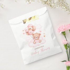 Waterverf roze ballonnen teddybeer Baby shower Bedankzakje