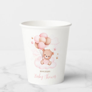 Waterverf roze ballonnen teddybeer Baby shower Papieren Bekers