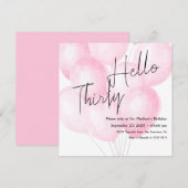 Waterverf Roze Ballonnen Verjaardagsuitnodiging Kaart (Voorkant / Achterkant)