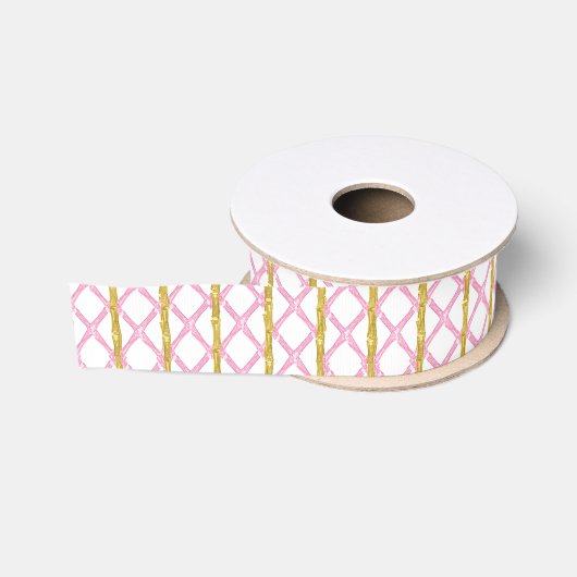 Waterverf Roze Bamboe Grosgrain Lint (Spoel)