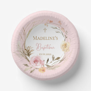 waterverf roze beige bloemen Doop Papieren Kommen