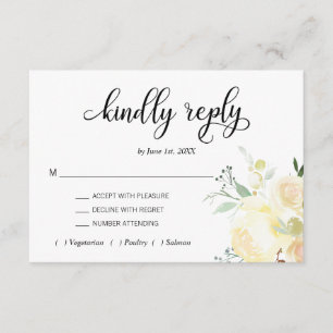 Waterverf Roze Beige Bloemenbruiloft RSVP   MENU