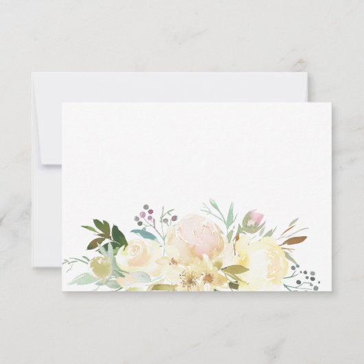 Waterverf Roze Beige Bloemenbruiloft RSVP | MENU (Achterkant)