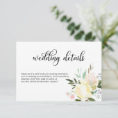 Waterverf Roze Beige Bloemige Trouwdetails Kaart (Staand voorkant)