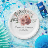 Waterverf Roze Beige Bruiloft Papieren Bordje (Feest)
