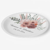 Waterverf Roze Beige Bruiloft Papieren Bordje (Gekanteld)