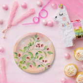 Waterverf Roze bessen en groene olievraagstukken Papieren Bordje (Feest)