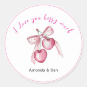 Waterverf Roze bessen girly Aangepaste naam Ronde Sticker (Voorkant)