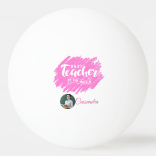 Waterverf Roze Beste Leraar ter Wereld Foto Pingpongbal