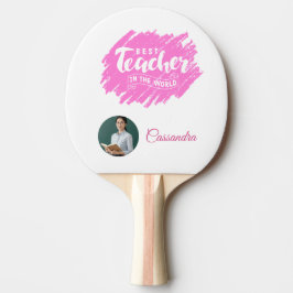 Waterverf Roze Beste Leraar ter Wereld Foto  Tafeltennisbatje