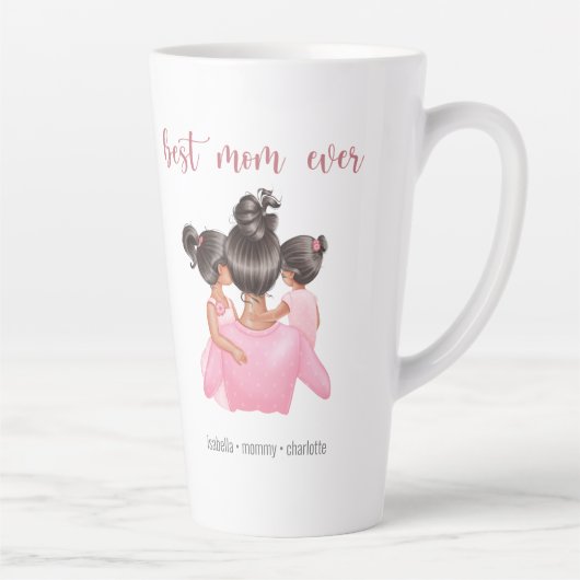 Waterverf Roze Beste mama ooit op maat Latte Mok (Rechts)