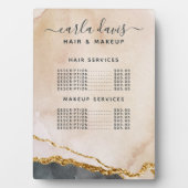 Waterverf Roze Black Gold Salon Price Menu Plaque Fotoplaat (voorkant)